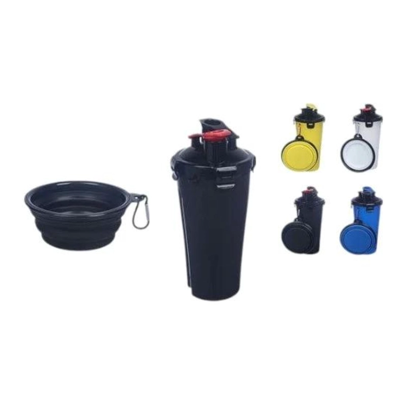 BOTELLA DE AGUA DUAL PORTATIL VASO PLATO PARA MASCOTAS - 1