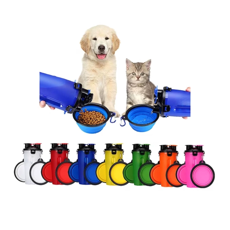 BOTELLA DE AGUA DUAL PORTATIL VASO PLATO PARA MASCOTAS - 4