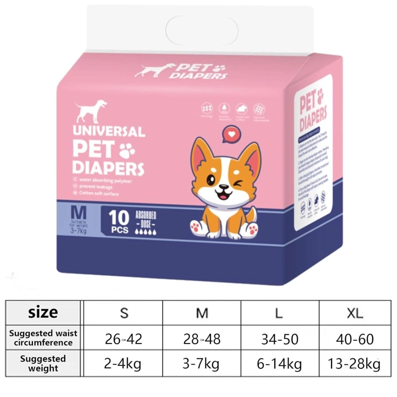PACK 10 PAÑALES ABSORVENTES L PARA PERROS HEMBRA MASCOTAS - 1