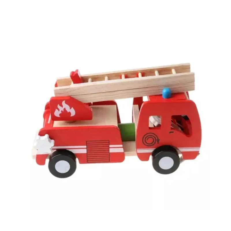 JUGUETE CAMION DE BOMBEROS DE MADERA DIDACTICO INFANTIL - 2
