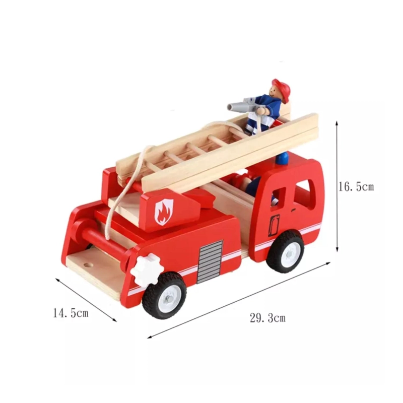 JUGUETE CAMION DE BOMBEROS DE MADERA DIDACTICO INFANTIL - 3