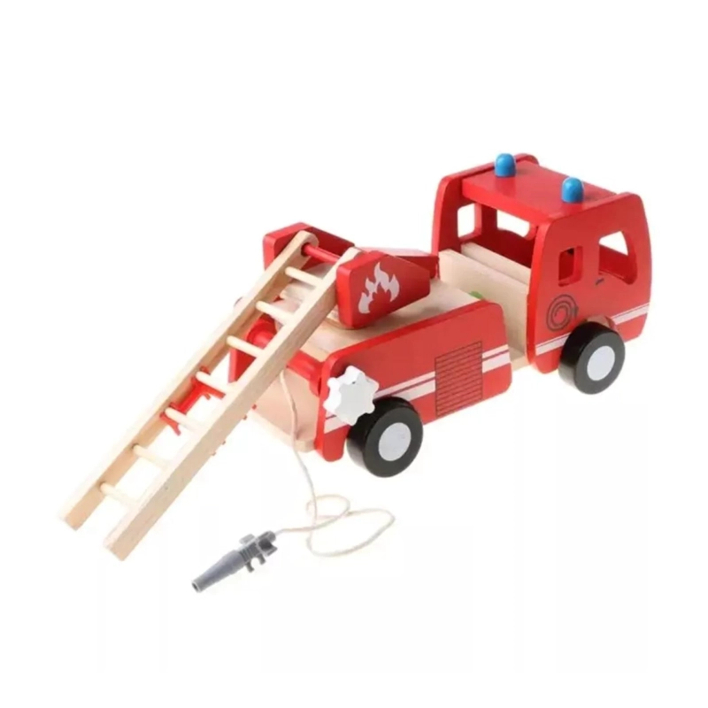 JUGUETE CAMION DE BOMBEROS DE MADERA DIDACTICO INFANTIL - 4
