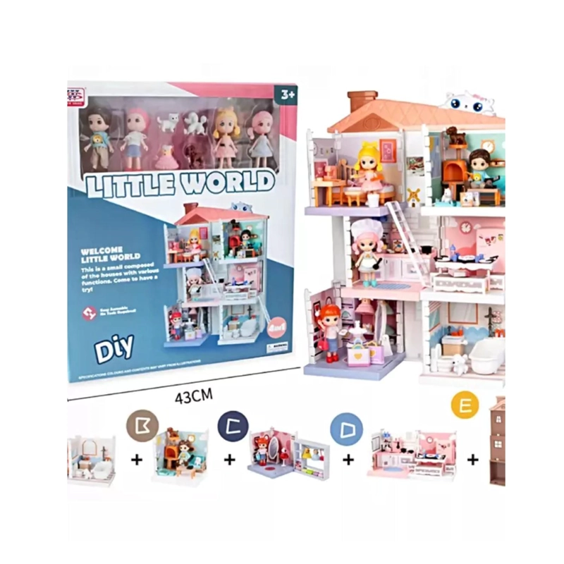 JUGUETE CASA DE MUÑECAS CON FIGURAS Y MUEBLES INFANTIL - 3