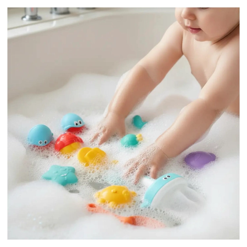 JUGUETE DE DUCHA 12 PIEZAS PORTATIL PARA BEBES - 2