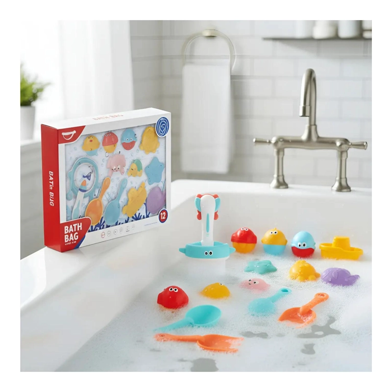 JUGUETE DE DUCHA 12 PIEZAS PORTATIL PARA BEBES - 3