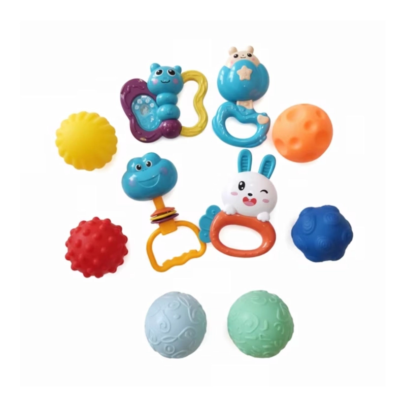 JUGUETE SET DE SONAJEROS Y PELOTAS SENSORIALES 10 PIEZAS INFANTIL - 1
