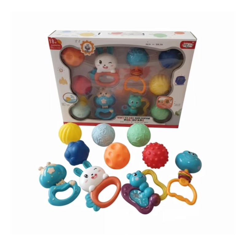 JUGUETE SET DE SONAJEROS Y PELOTAS SENSORIALES 10 PIEZAS INFANTIL - 2