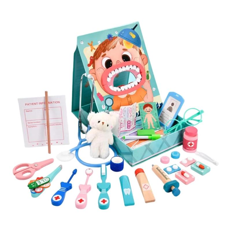 JUGUETE DENTISTA DE MADERA CON ACCESORIOS MALETIN INFANTIL - 1