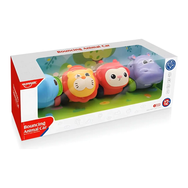 JUGUETE SET 4 AUTOS SONAJEROS ESTIMULANTES ANIMALES INFANTIL - 3