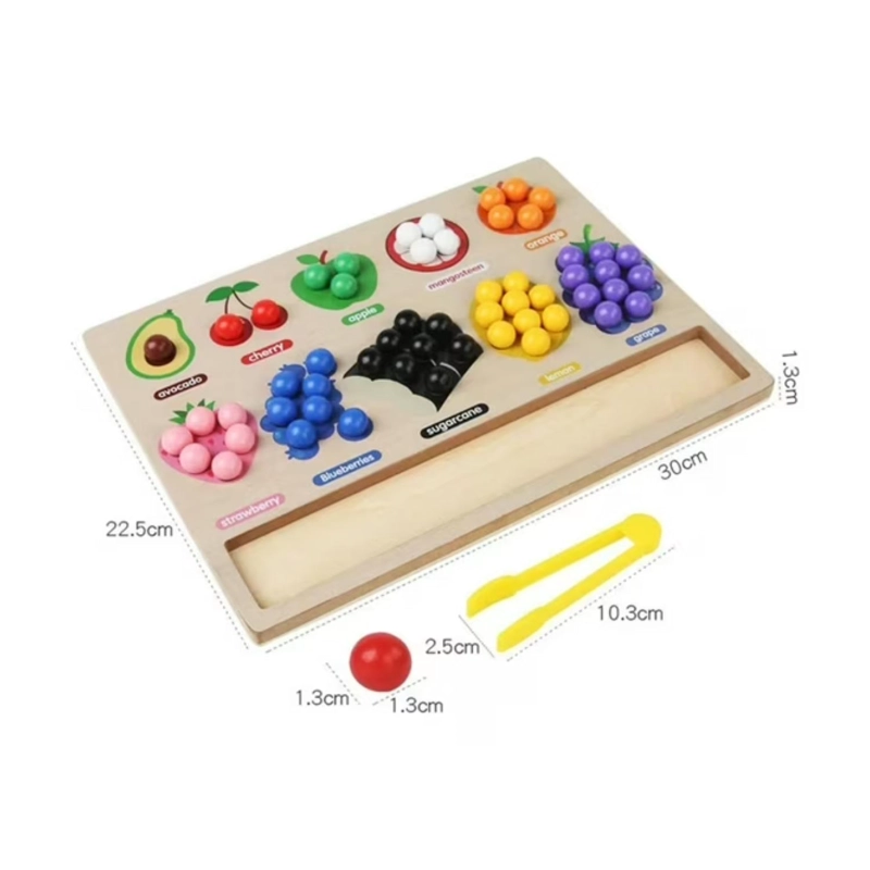 JUGUETE TABLERO CLASIFICACION Y FRUTAS DE MADERA INFANTIL - 1