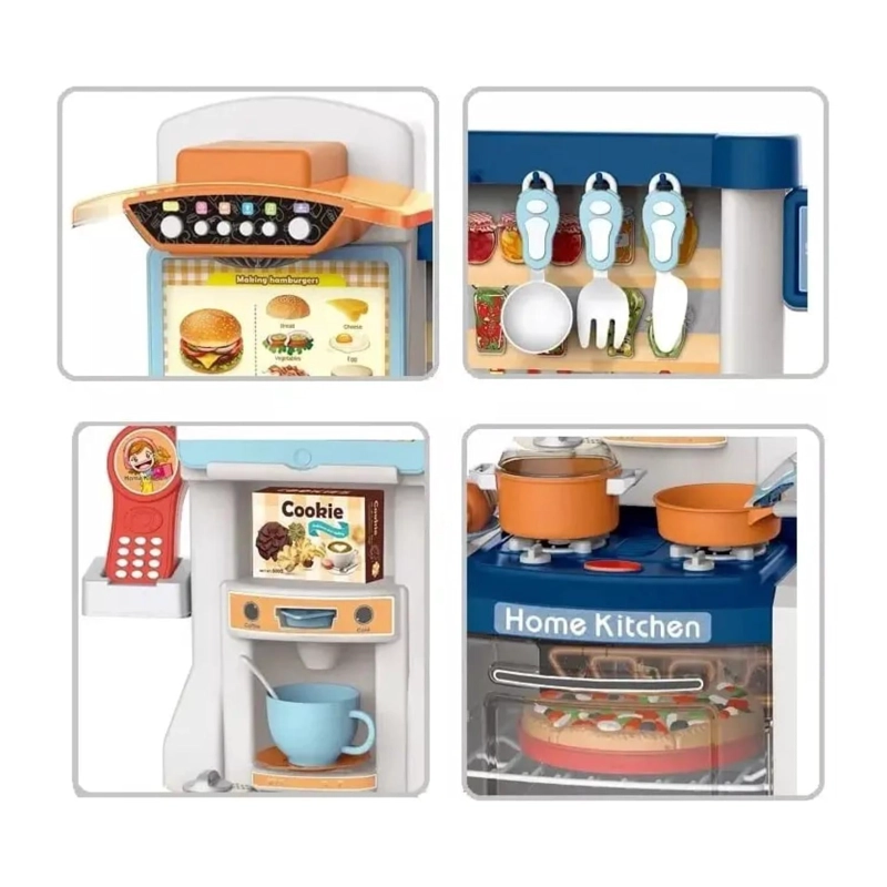 JUGUETE SET COCINA 108 PIEZAS 1MT LUZ SONIDO AZUL INFANTIL - 2