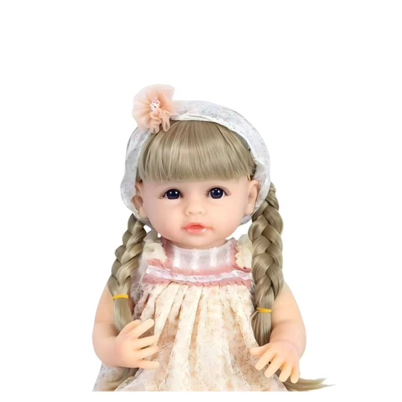 JUGUETE BEBE REALISTA 55CM RUBIA VESTIDO ROSA INFANTIL - 2