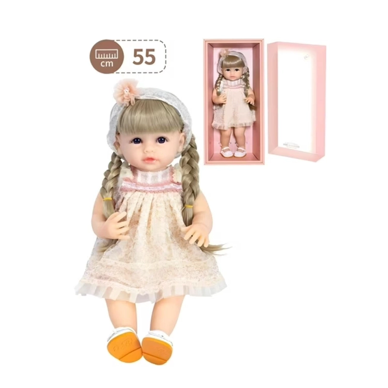 JUGUETE BEBE REALISTA 55CM RUBIA VESTIDO ROSA INFANTIL - 3