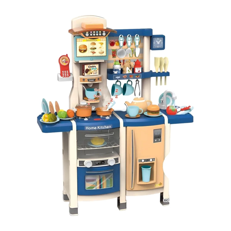 JUGUETE SET COCINA 66 PIEZAS 1MT LUZ SONIDO AZUL INFANTIL - 1
