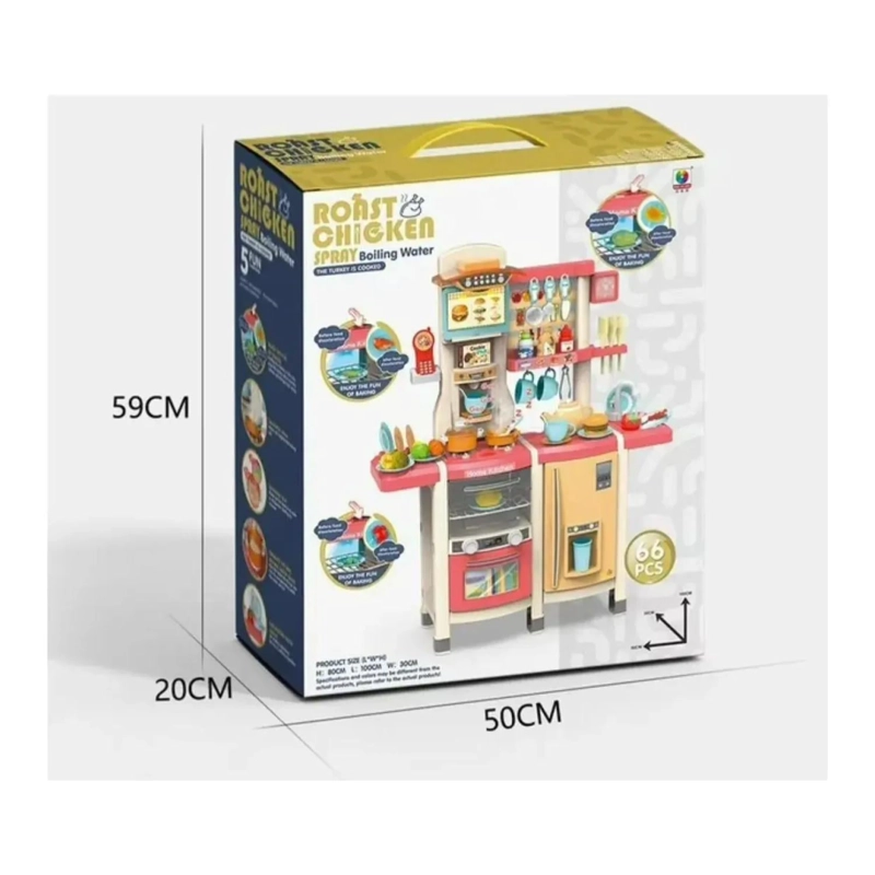 JUGUETE SET COCINA 66 PIEZAS 1MT LUZ SONIDO AZUL INFANTIL - 2