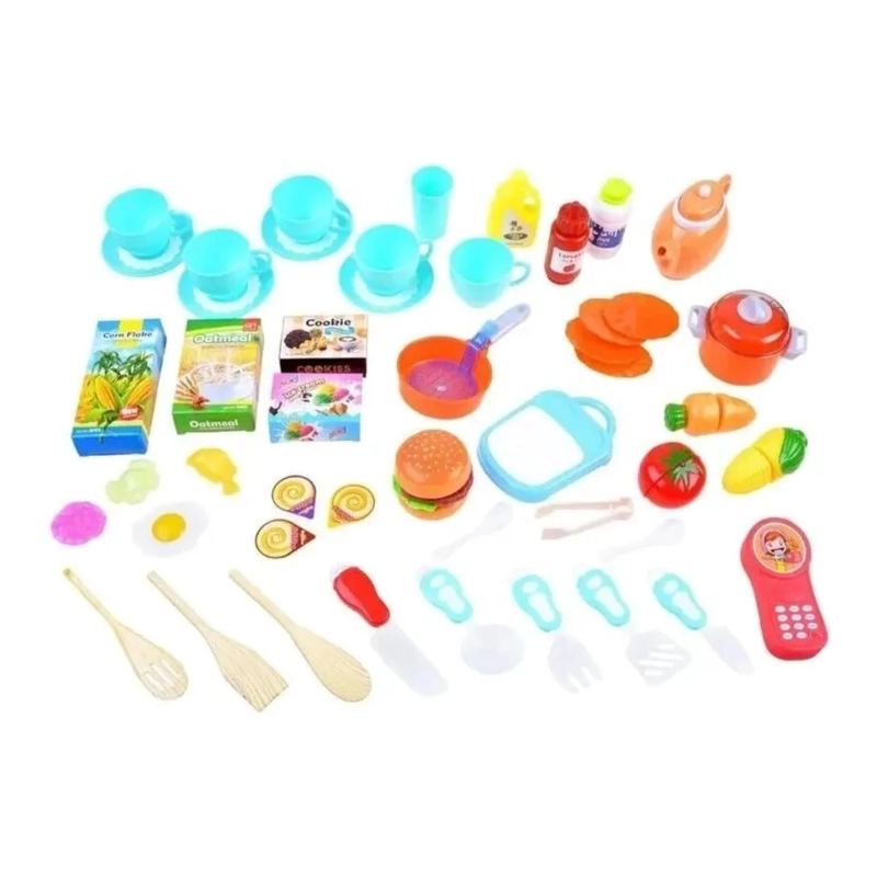 JUGUETE SET COCINA 66 PIEZAS 1MT LUZ SONIDO AZUL INFANTIL - 3