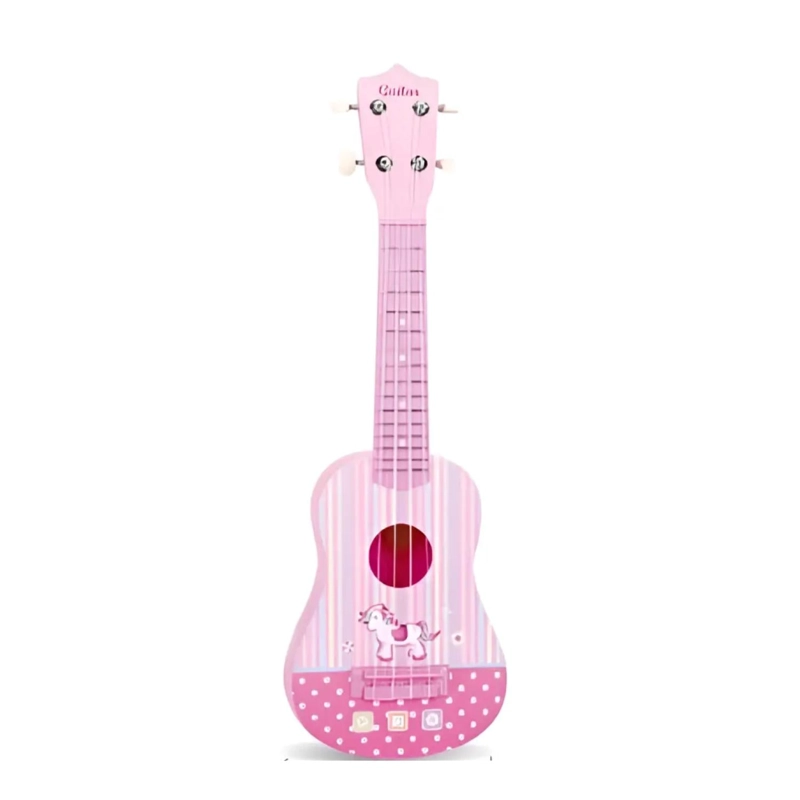 GUITARRA 57CM PARA NIÑOS CUERDAS SILICONA ROSADO INFANTIL - 1