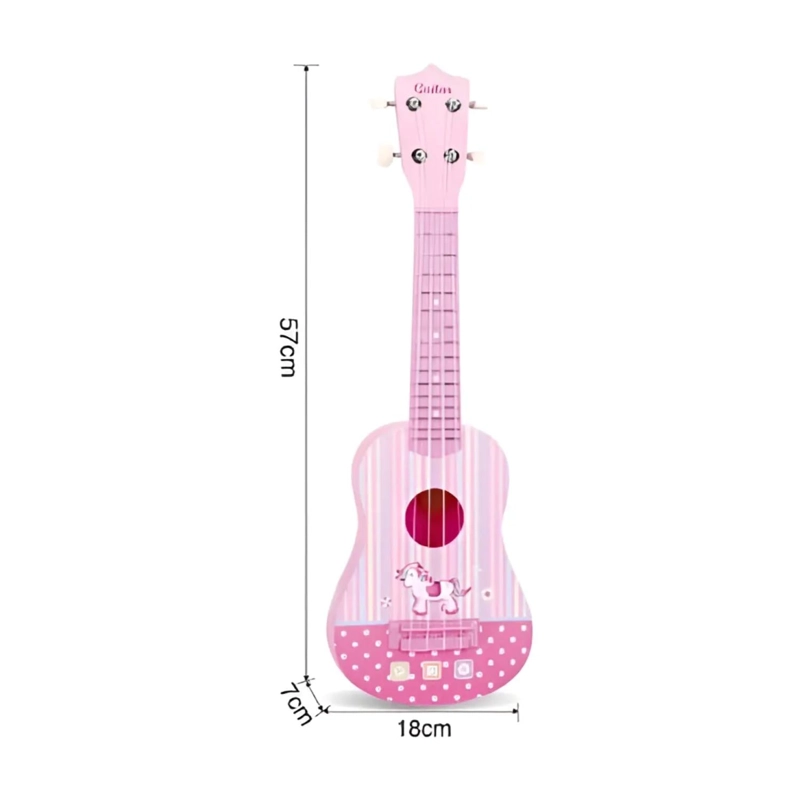 GUITARRA 57CM PARA NIÑOS CUERDAS SILICONA ROSADO INFANTIL - 2