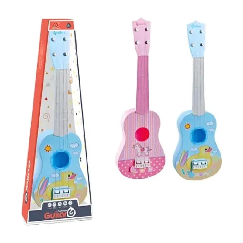 GUITARRA 57CM PARA NIÑOS CUERDAS SILICONA ROSADO INFANTIL - 3