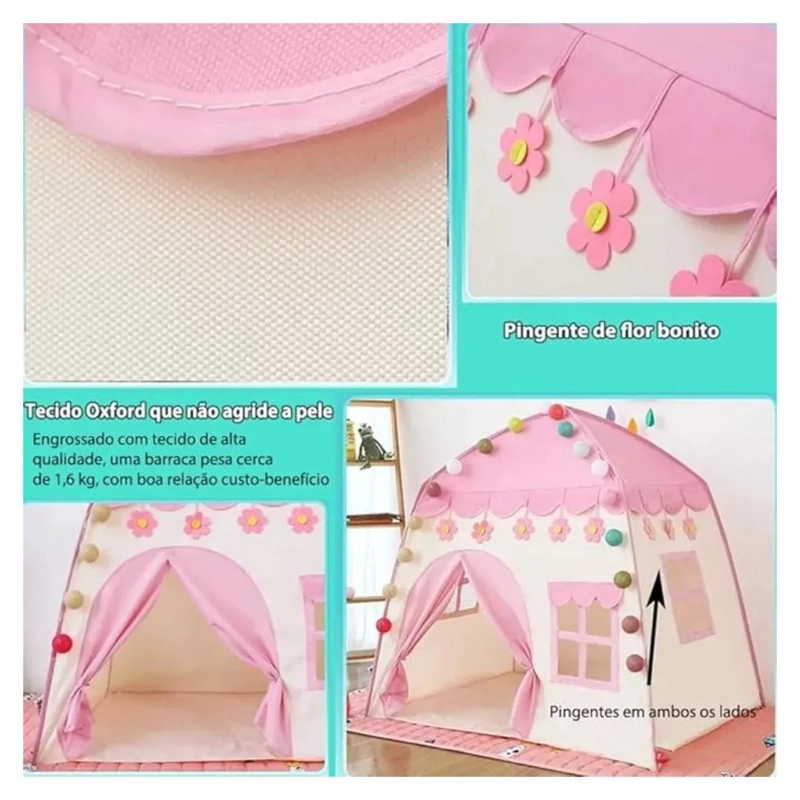JUGUETE CARPA PLEGABLE CASA DE JUEGOS 100X130CM ROSADO INFANTIL - 3