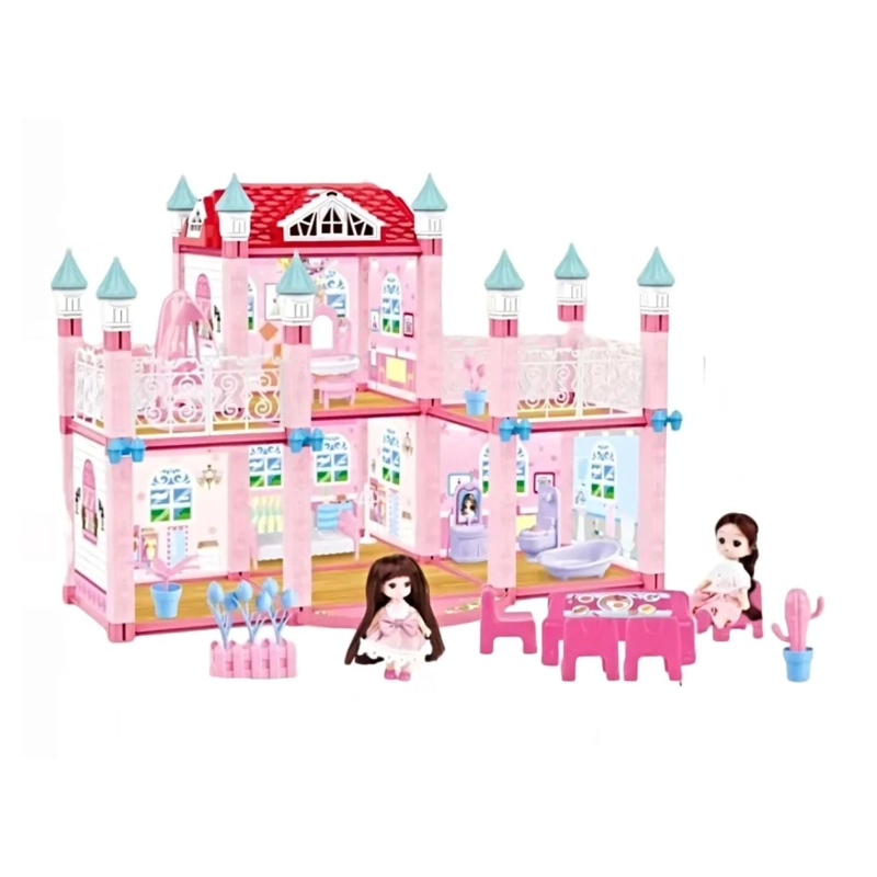 JUGUETE CASA CASTILLO DE MUÑECAS 148 PIEZAS ROSADO INFANTIL - 1