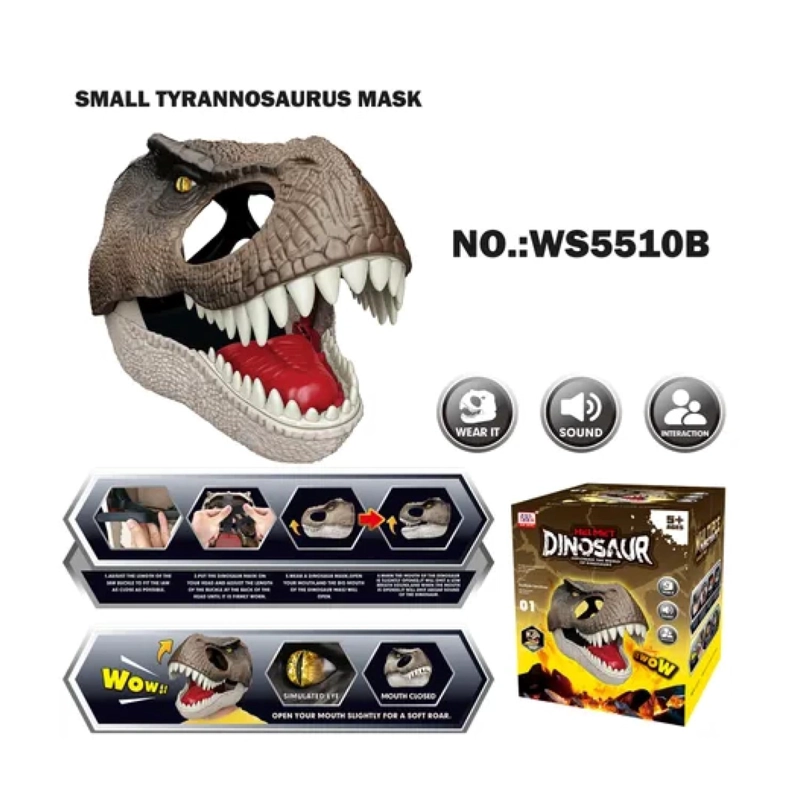 JUGUETE MASCARA DE T-REX CON MOVIMIENTO Y SONIDO INFANTIL - 4