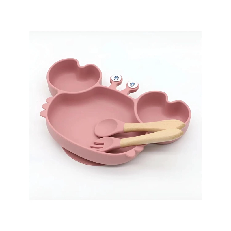 PLATO DE SILICONA PARA BEBES 23X15CM ROSADO INFANTIL - 2