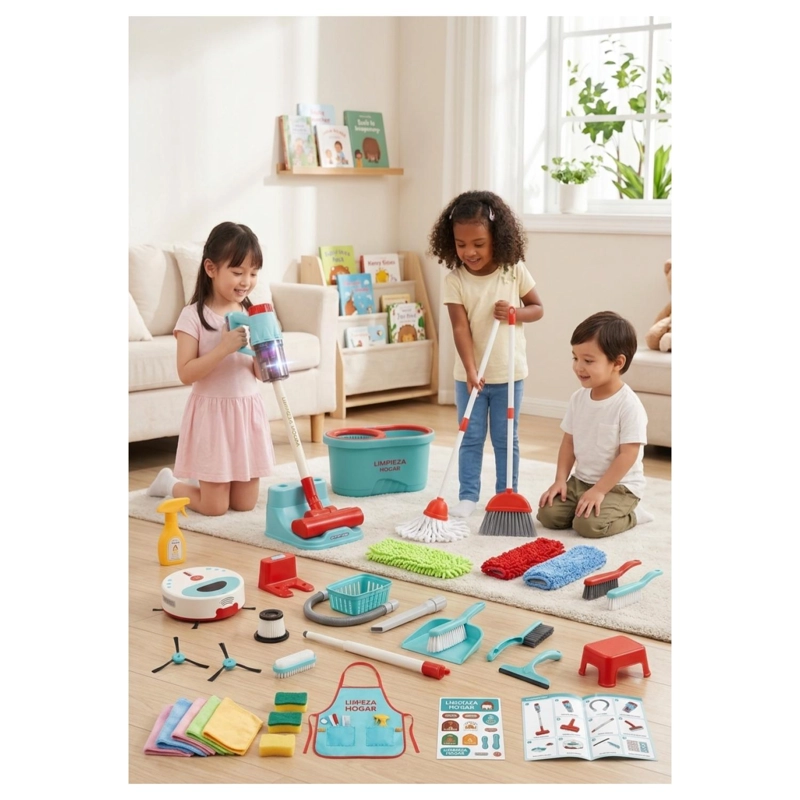 JUGUETE SET DE LIMPIEZA 16PZAS CON ASPIRADORA A PILAS INFANTIL - 3