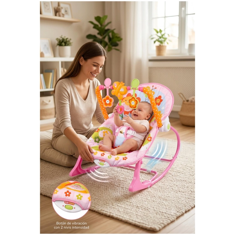 SILLA MECEDORA DIDACTICA CON SONIDOS Y VIBRACION ROSADO INFANTIL - 3