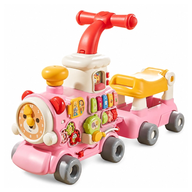 JUGUETE TREN CAMINADOR 5 EN 1 DIDACTICO CON SONIDOS ROSADO INFANTIL - 1