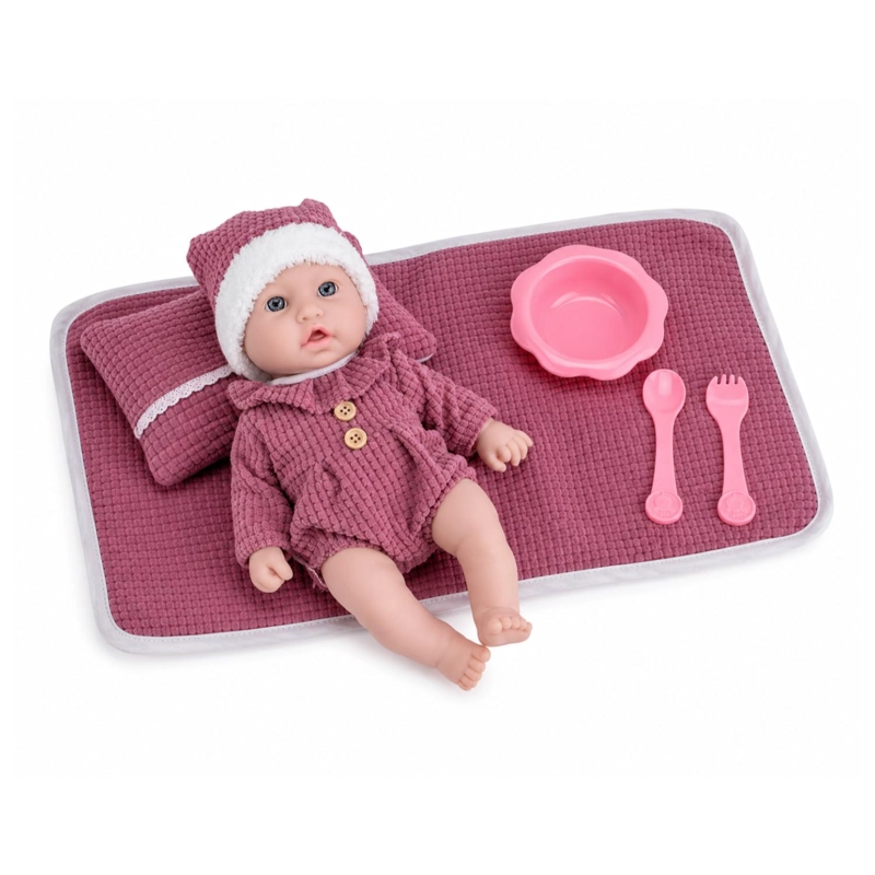 JUGUETE MUÑECA BEBE 35CM CON ACCESORIOS ROSADO INFANTIL - 1