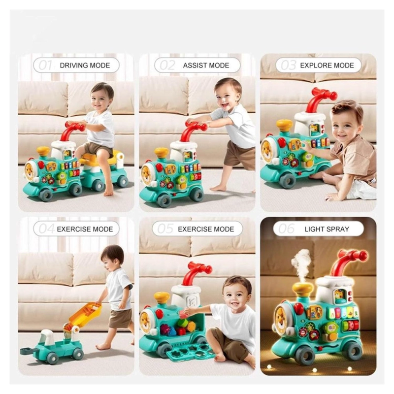JUGUETE TREN CAMINADOR 5 EN 1 DIDACTICO CON SONIDOS AZUL INFANTIL - 3