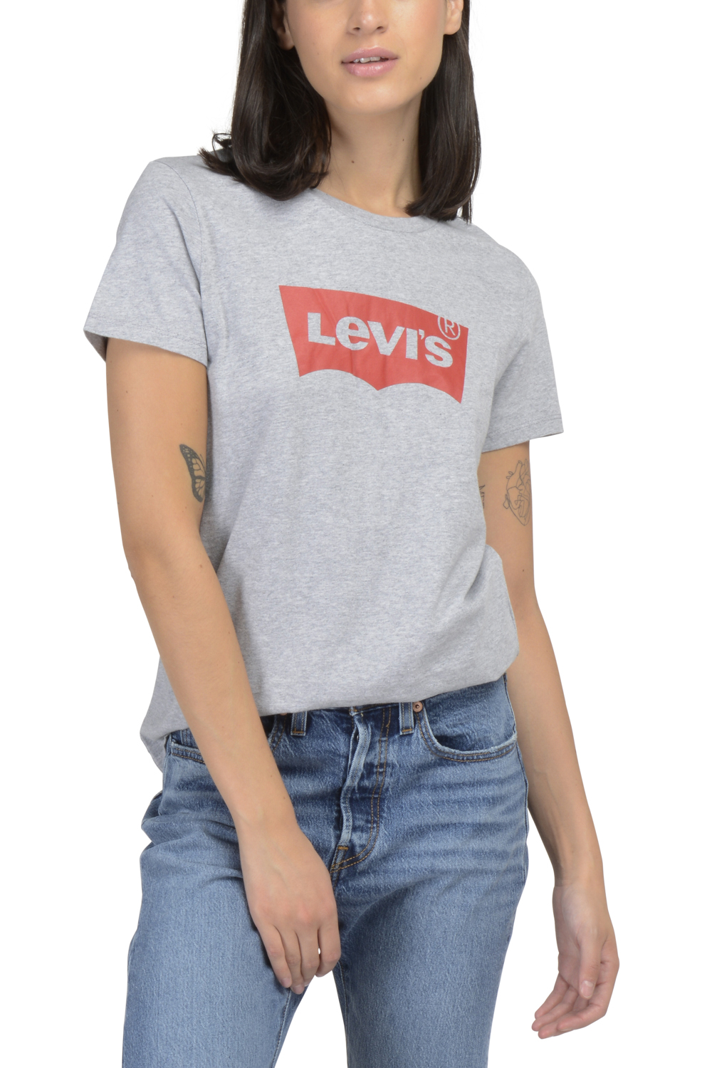POLERA MUJER REGULAR FIT LISA CON LOGO BATWING GRIS LEVIS 17369-1690 - 4