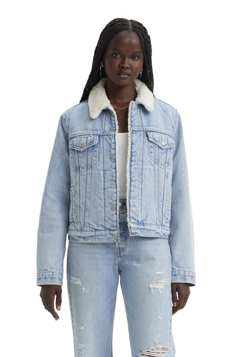 CHAQUETA MUJER SHERPA TRUCKER CELESTE LEVIS 36136-0071 - 1