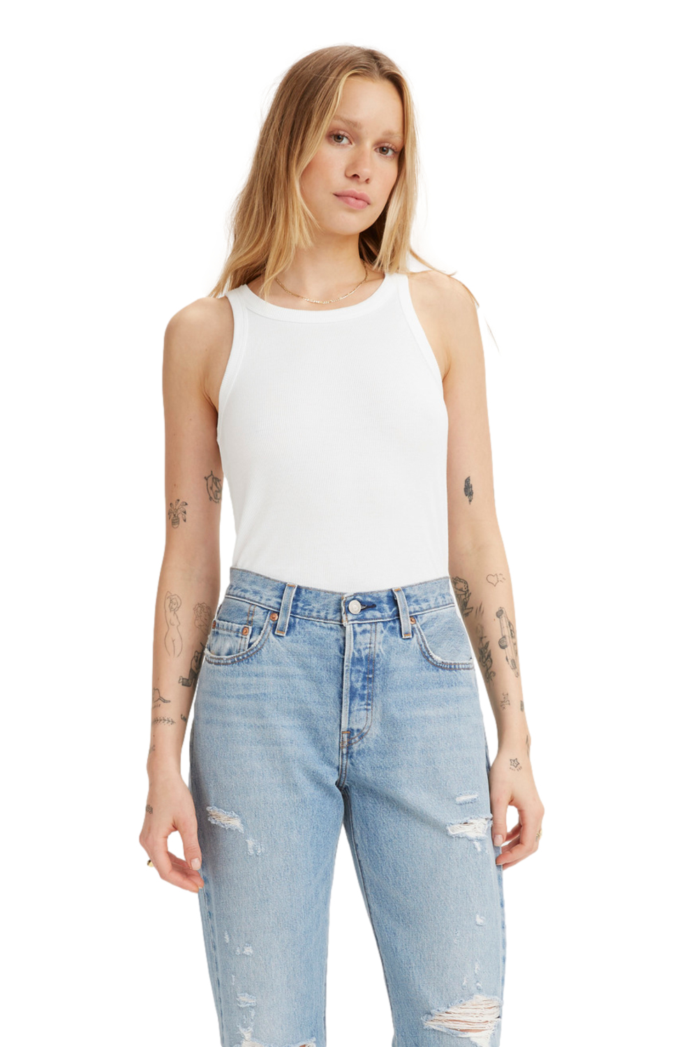 POLERA MUJER LISA SIN MANGAS BLANCO LEVIS A3381-0000 - 1