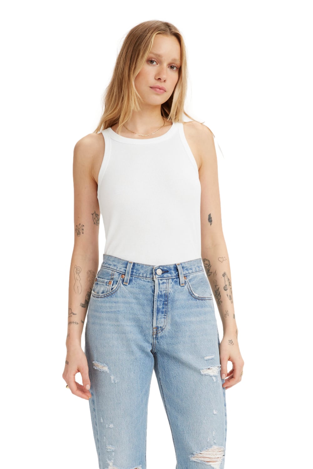POLERA MUJER LISA SIN MANGAS BLANCO LEVIS A3381-0000 - 1