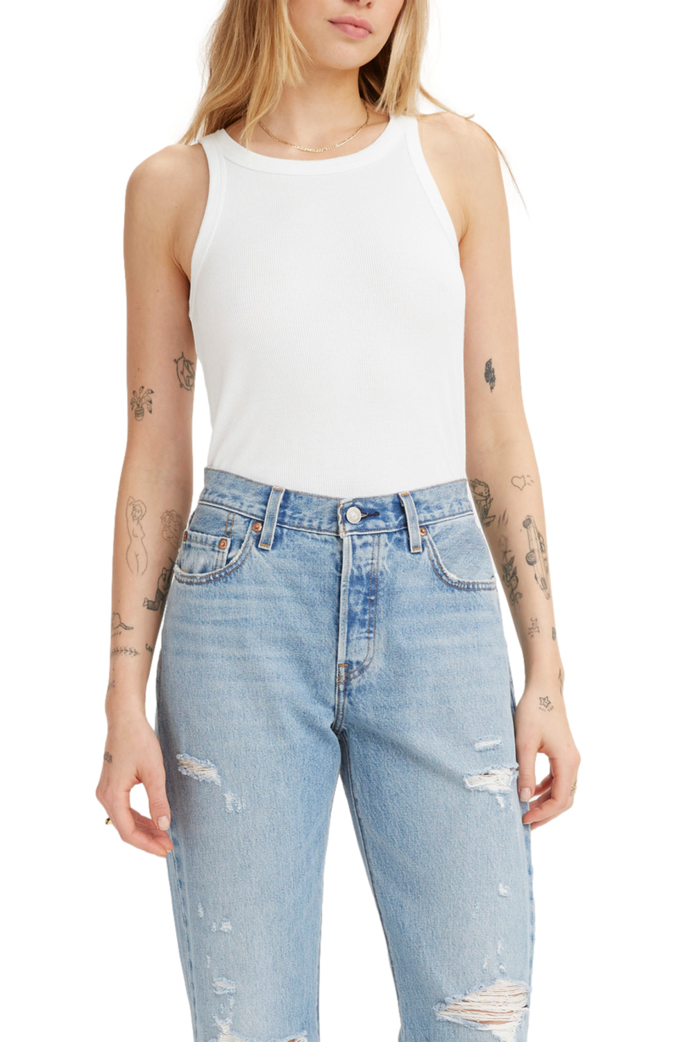 POLERA MUJER LISA SIN MANGAS BLANCO LEVIS A3381-0000 - 2