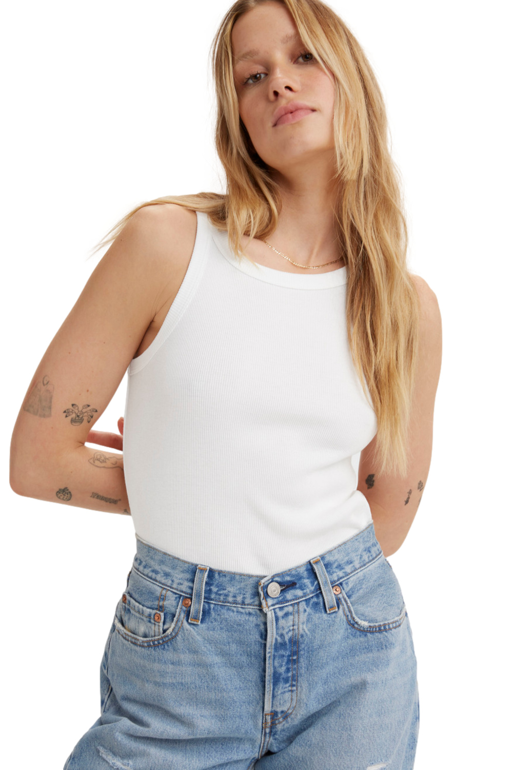 POLERA MUJER LISA SIN MANGAS BLANCO LEVIS A3381-0000 - 5