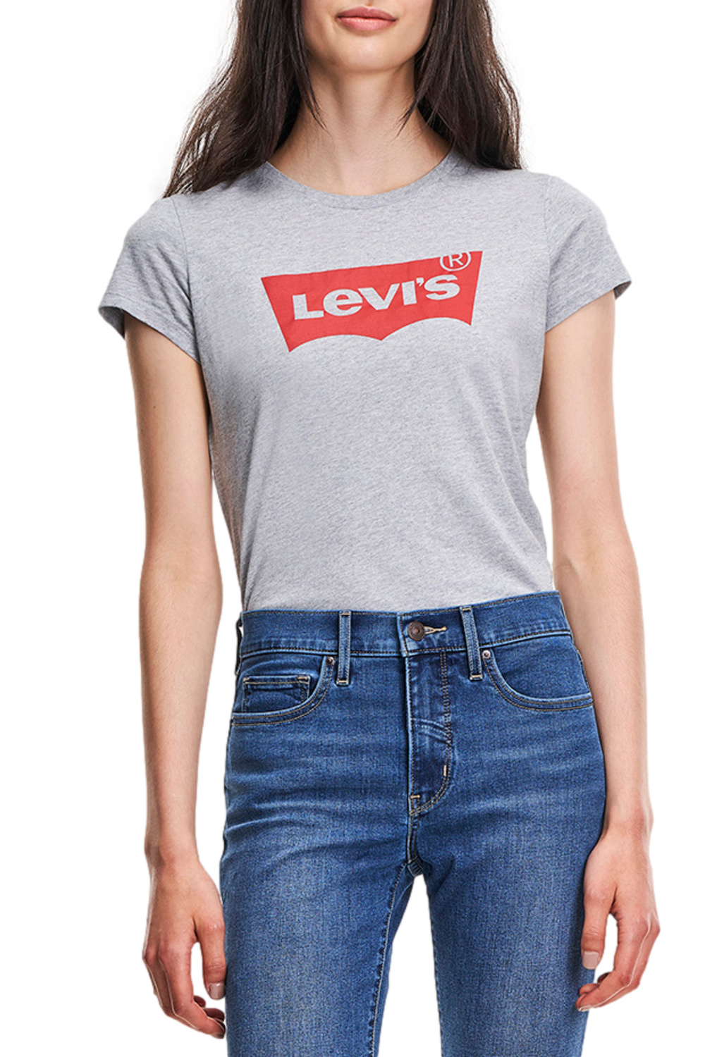 POLERA MUJER LISA LOGO GRIS LEVIS 32223-0756 - 2