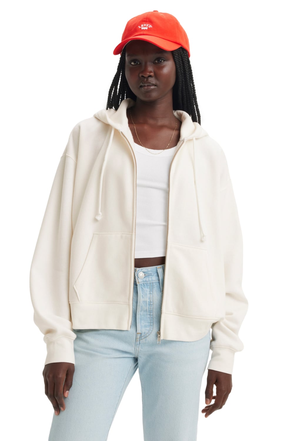 POLERON MUJER EVERYDAY ZIP HOODIE BLANCO LEVIS A5945-0015 - 1