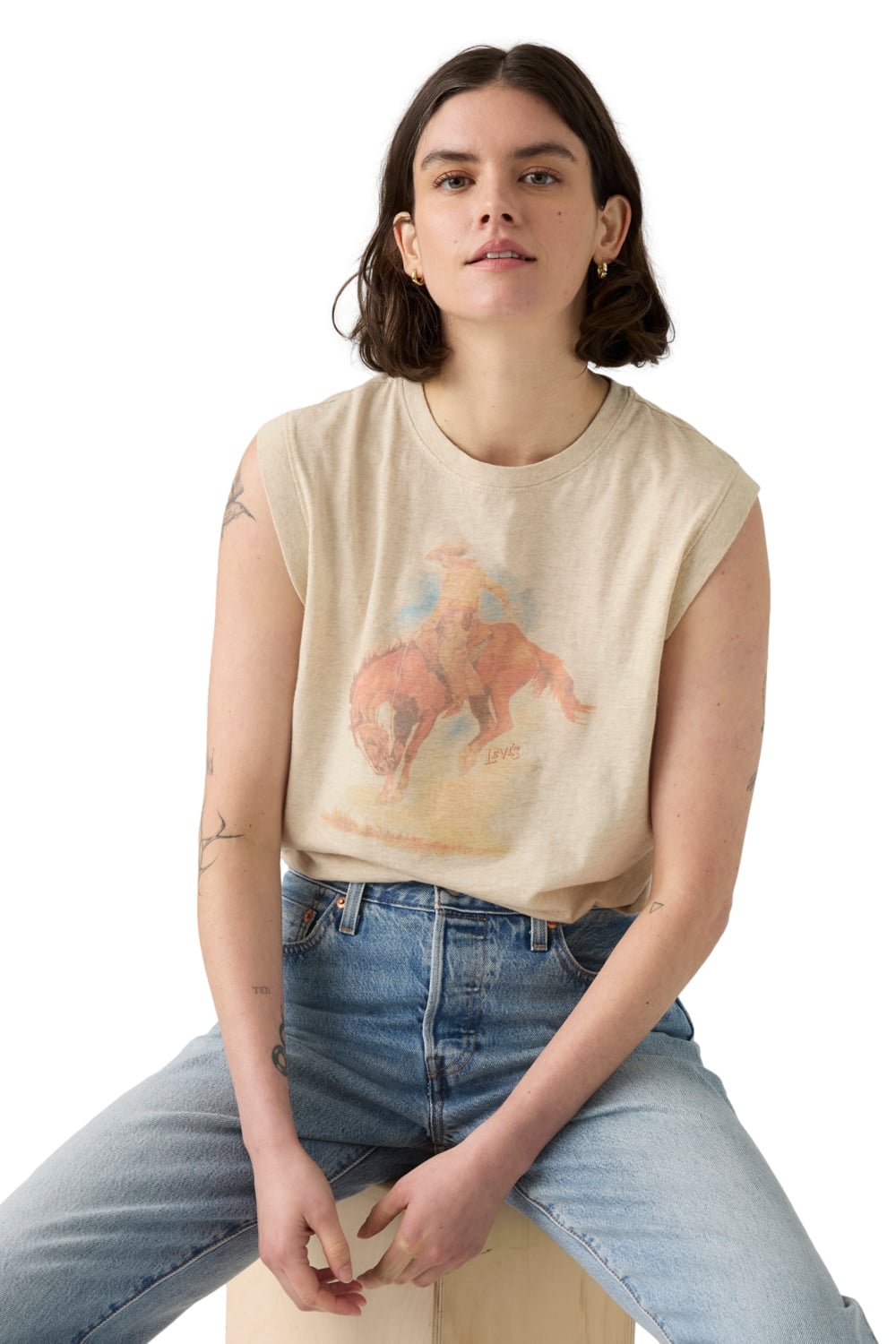 POLERA MUJER BOXY TANK BEIGE LEVIS 001MW-0004 - 3