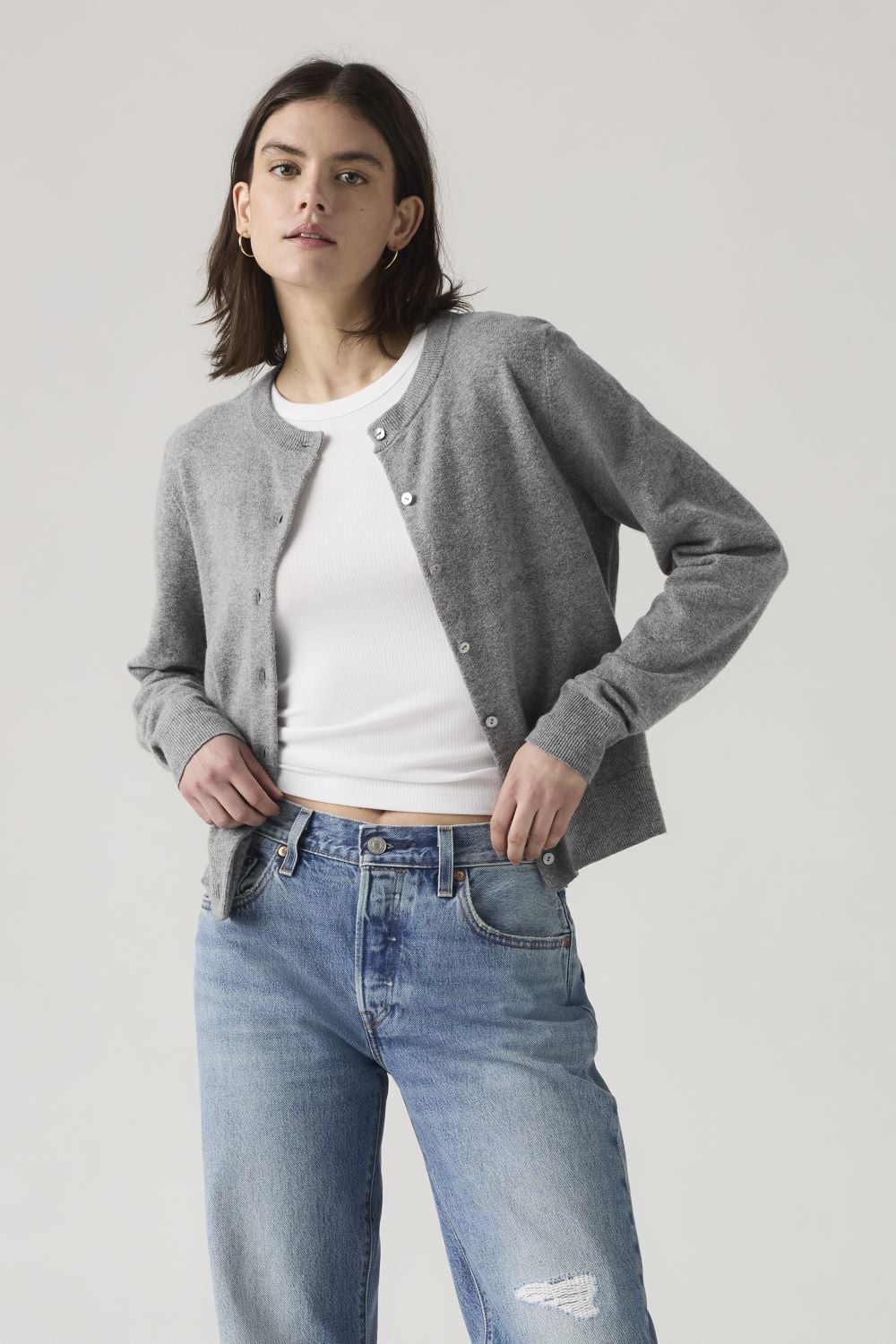 SWEATER MUJER TARA SUPER SOFT CARDI GRIS LEVIS 0037P-0001 - 1