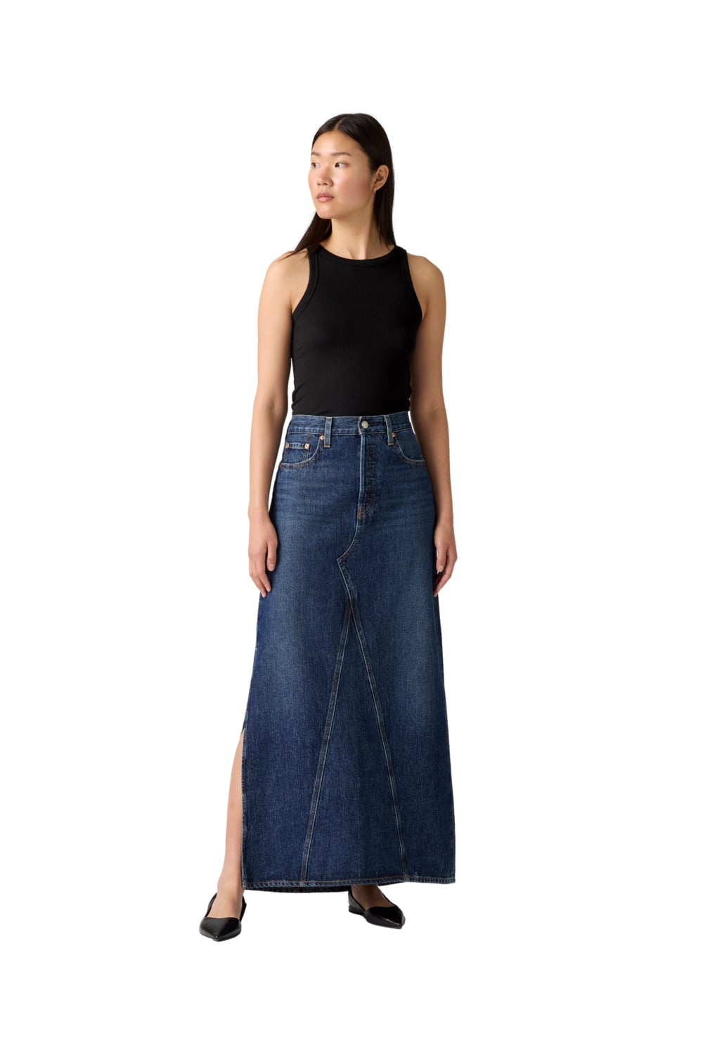 FALDA MUJER ICONIC LONG SKIRT W/SLIT AZUL LEVIS A8727-0011 - 4