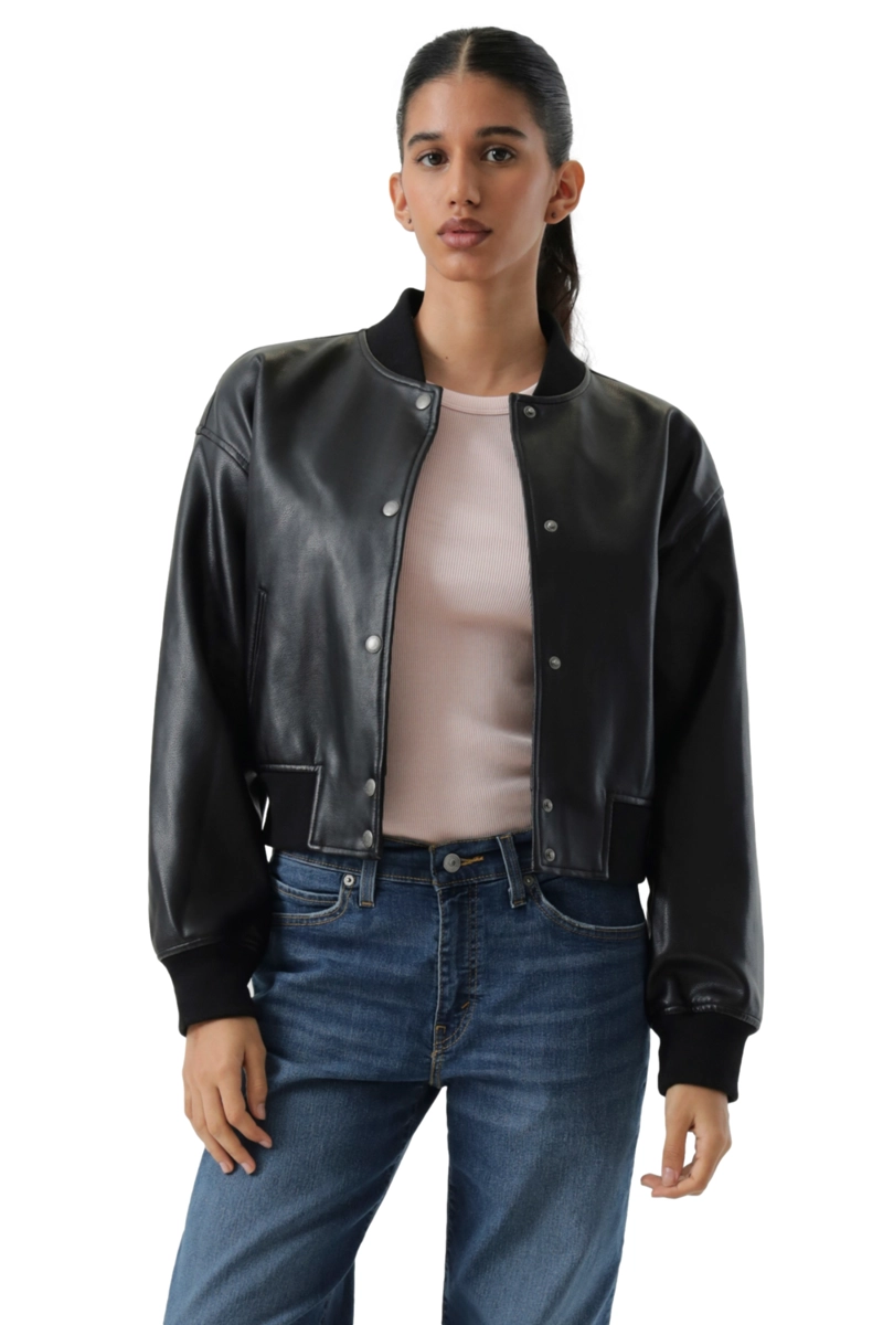 CHAQUETA MUJER CROPPED VARSITY BOMBER NEGRO LEVIS 59544-0732 - 1