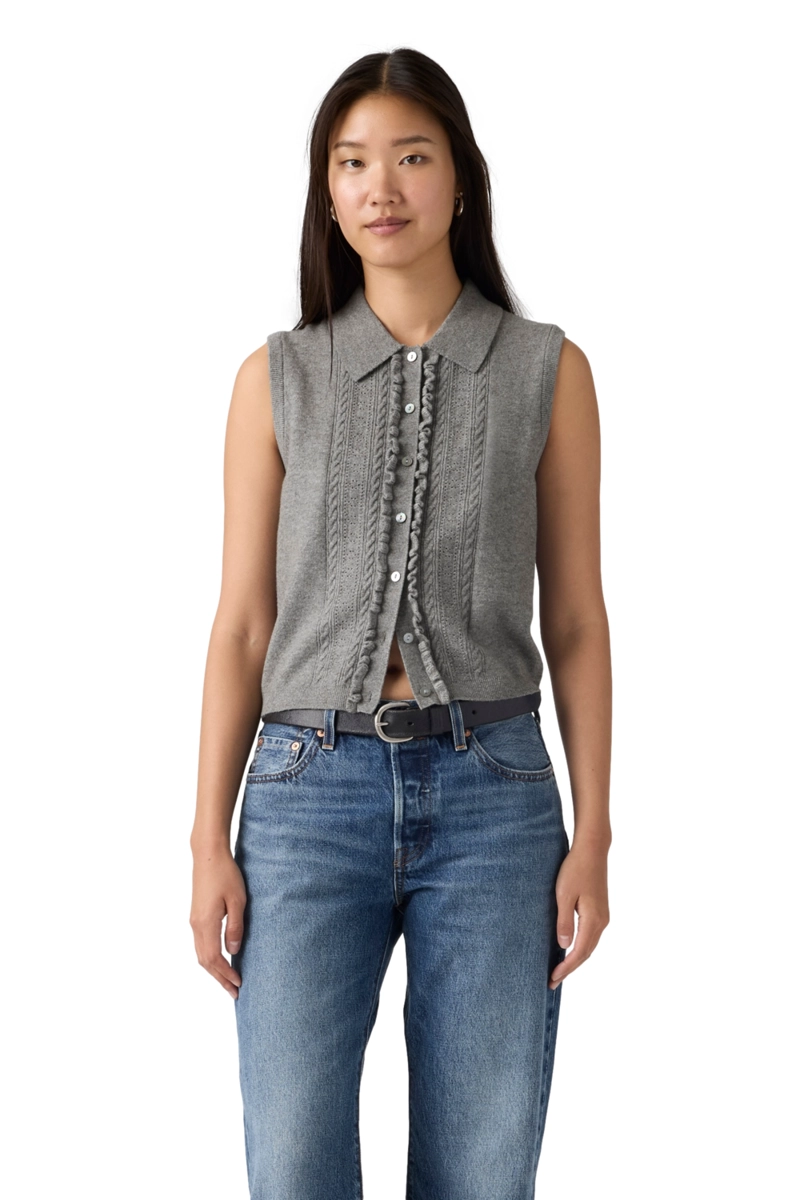 SWEATER MUJER SUPER SOFT MINI RUFFLE GRIS LEVIS 005A7-0000 - 1