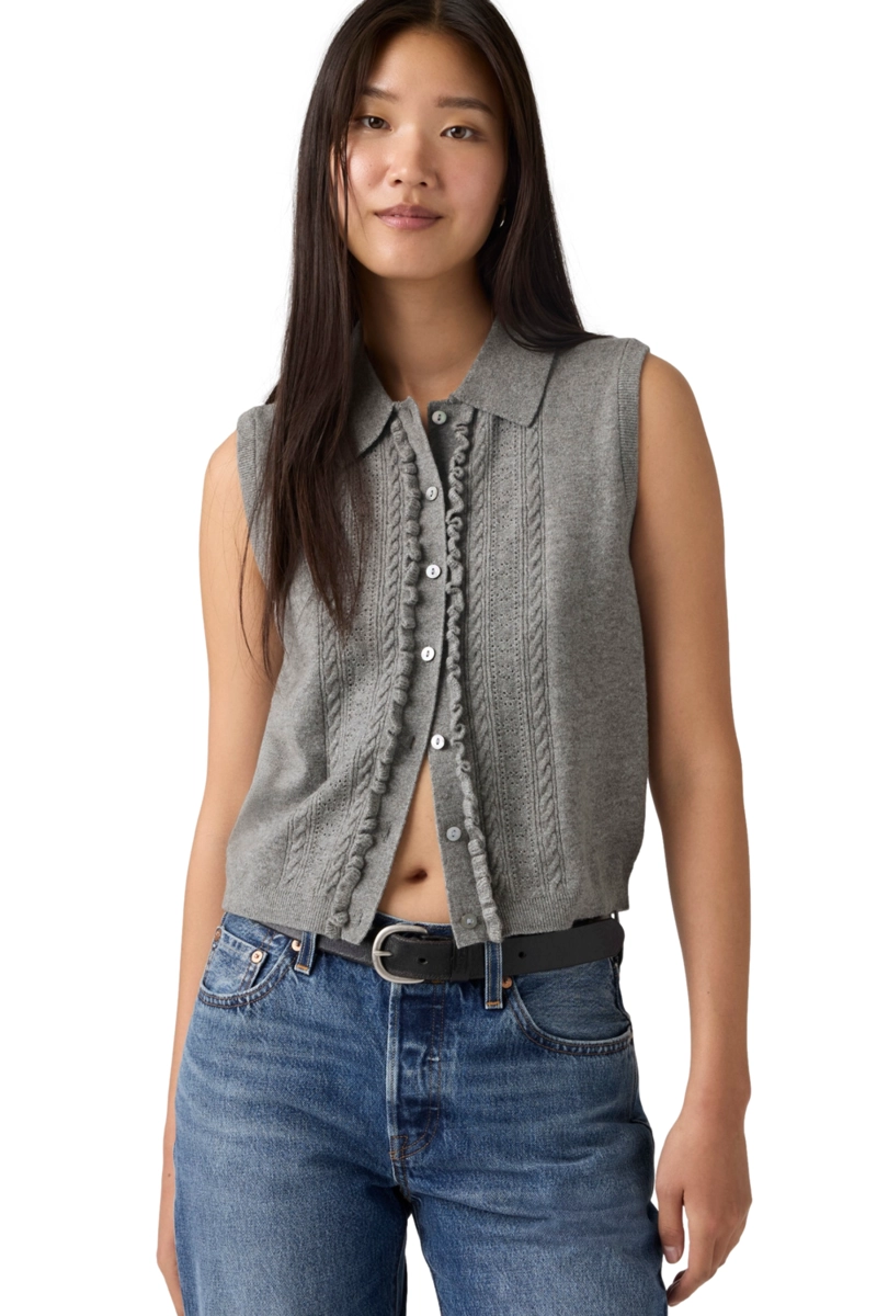 SWEATER MUJER SUPER SOFT MINI RUFFLE GRIS LEVIS 005A7-0000 - 3