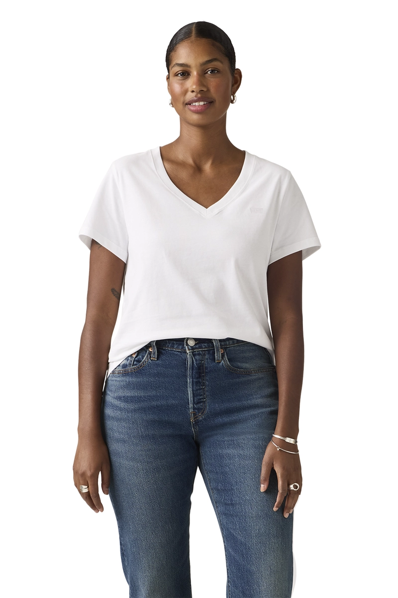 POLERA MUJER FAVORITE V-NECK BLANCO LEVIS 005J6-0011 - 1