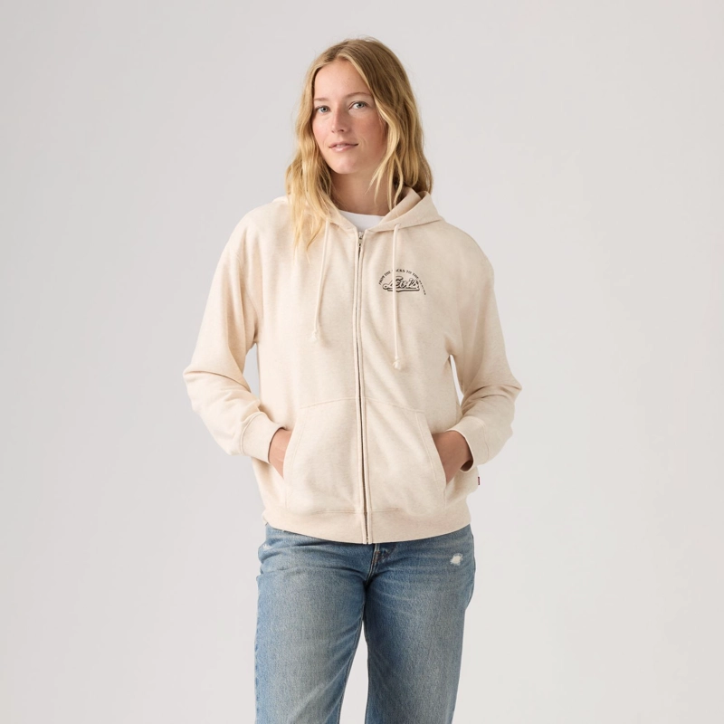 POLERON MUJER GRAPHIC EVERYDAY ZIP BEIGE LEVIS A9416-0006 - 1