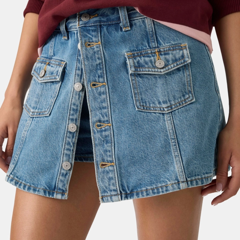 FALDA MUJER BUTTON FRONT SKORT AZUL LEVIS 005NA-0000 - 4