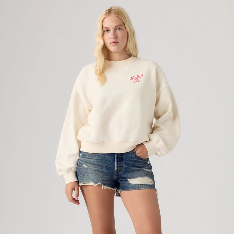 POLERON MUJER VINTAGE BOXY CREW BEIGE LEVIS 005OZ-0035 - 1